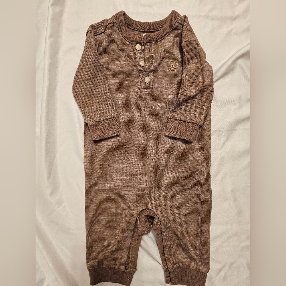 Baby Gap Waffle Footless One Piece- Brown- 6-12 Month